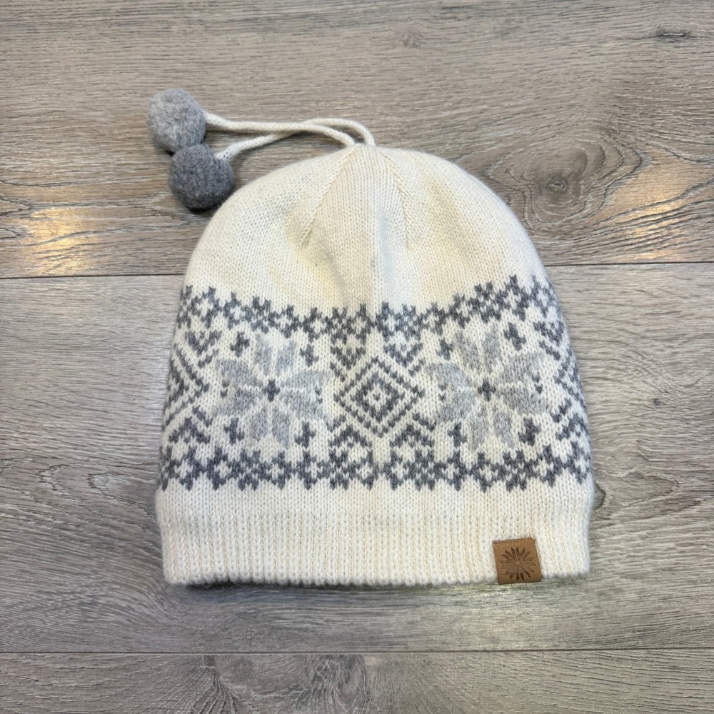 Icewear Iceland Papey Wool Angora Beanie Hat Thinsulate Lined Fair Isle Cream